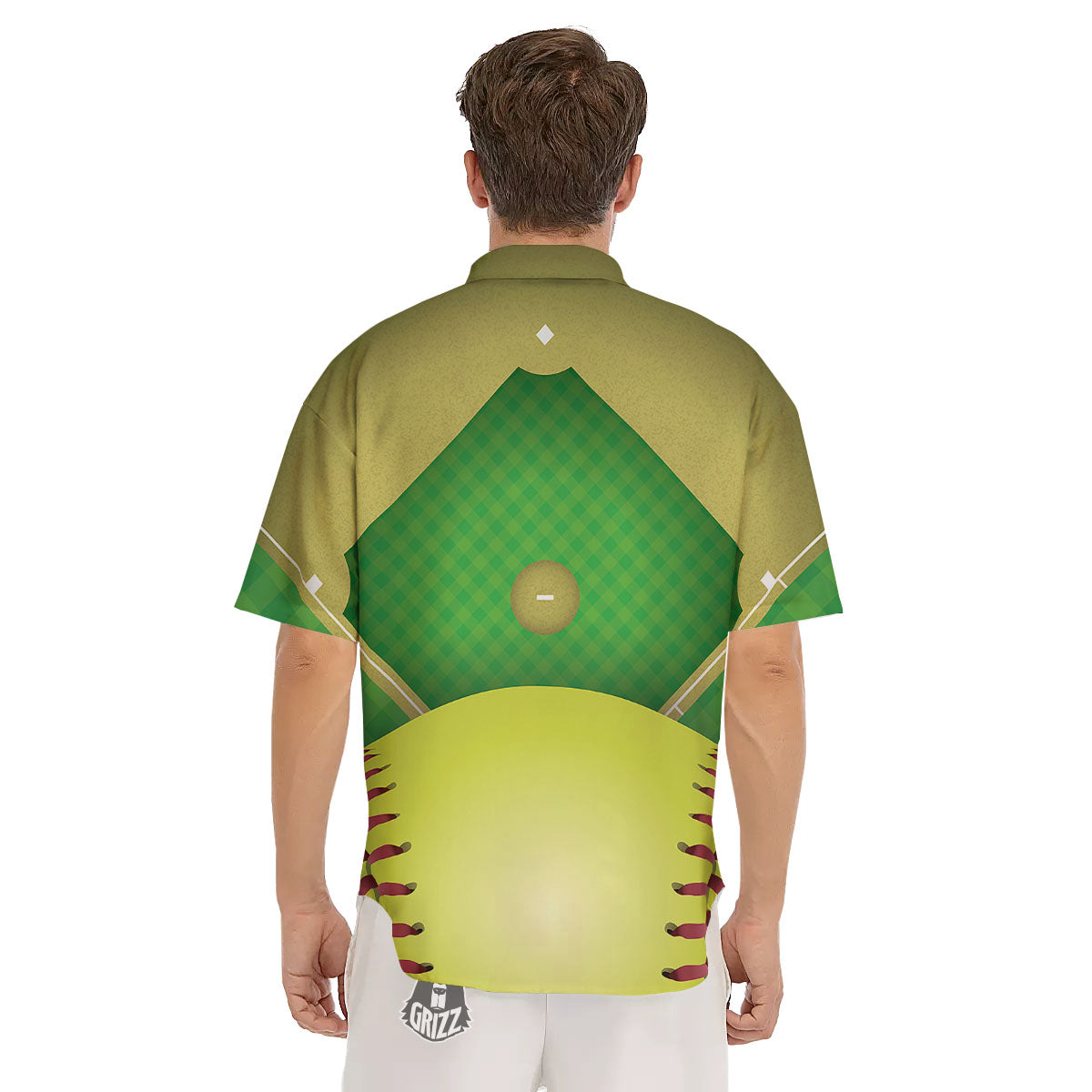 Ball And Softball Field Print Men's Short Sleeve Shirts-grizzshop