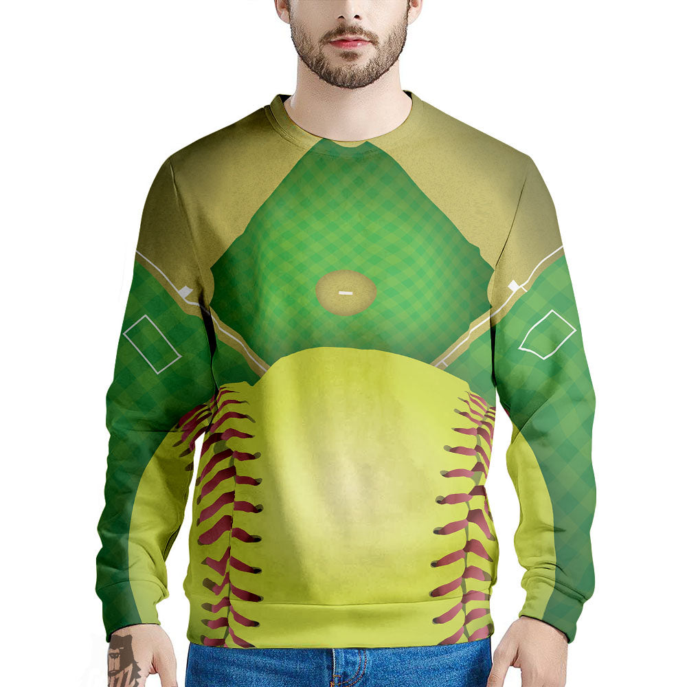 Ball And Softball Field Print Men's Sweatshirt-grizzshop