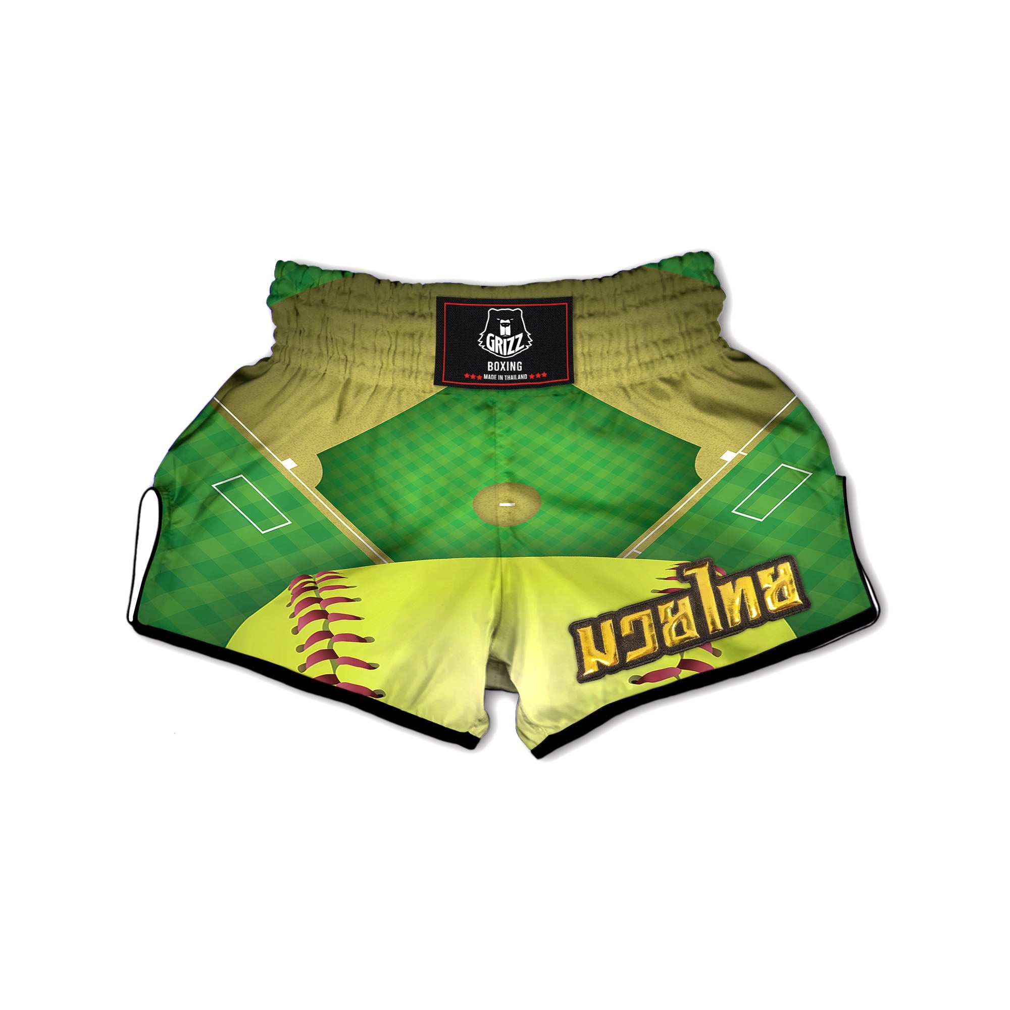 Ball And Softball Field Print Muay Thai Boxing Shorts-grizzshop
