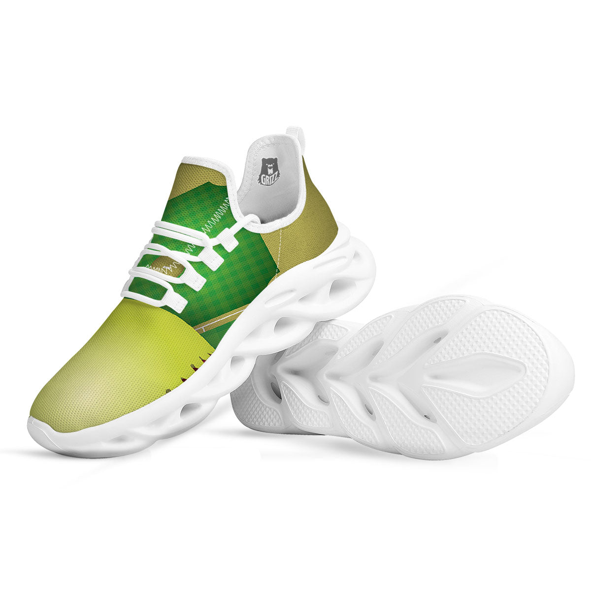 Ball And Softball Field Print White Running Shoes-grizzshop