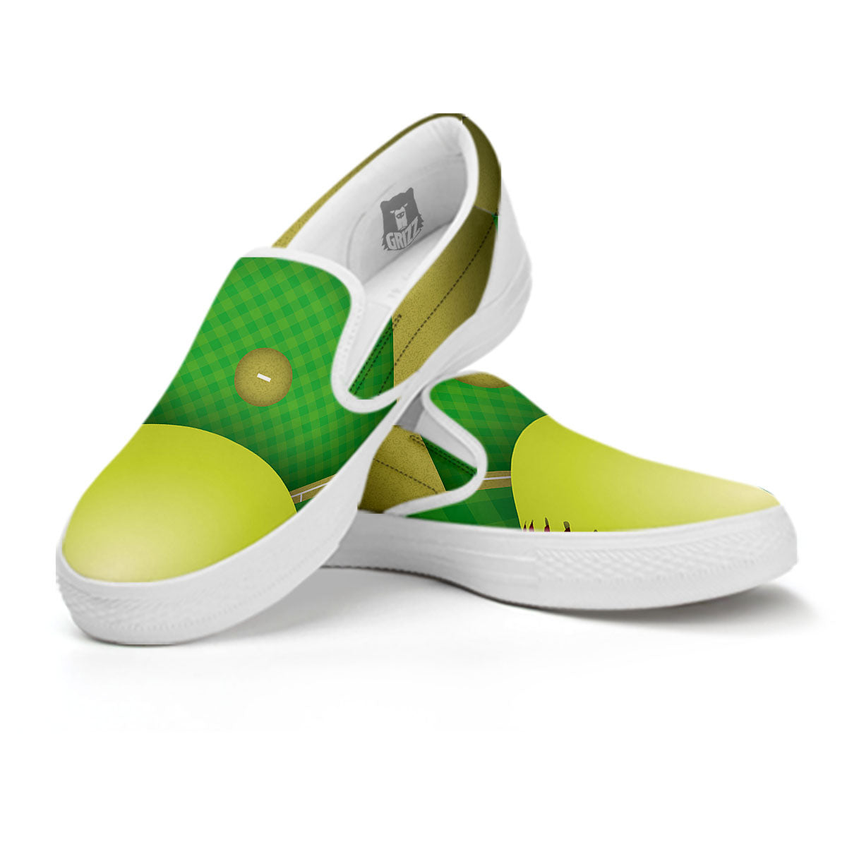 Ball And Softball Field Print White Slip On Shoes-grizzshop