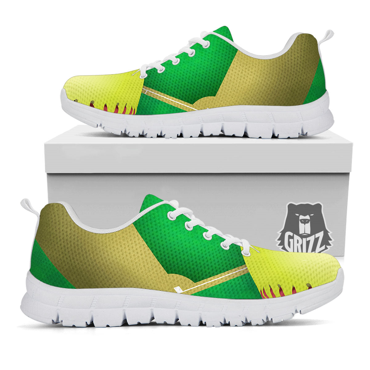 Ball And Softball Field Print White Sneaker-grizzshop
