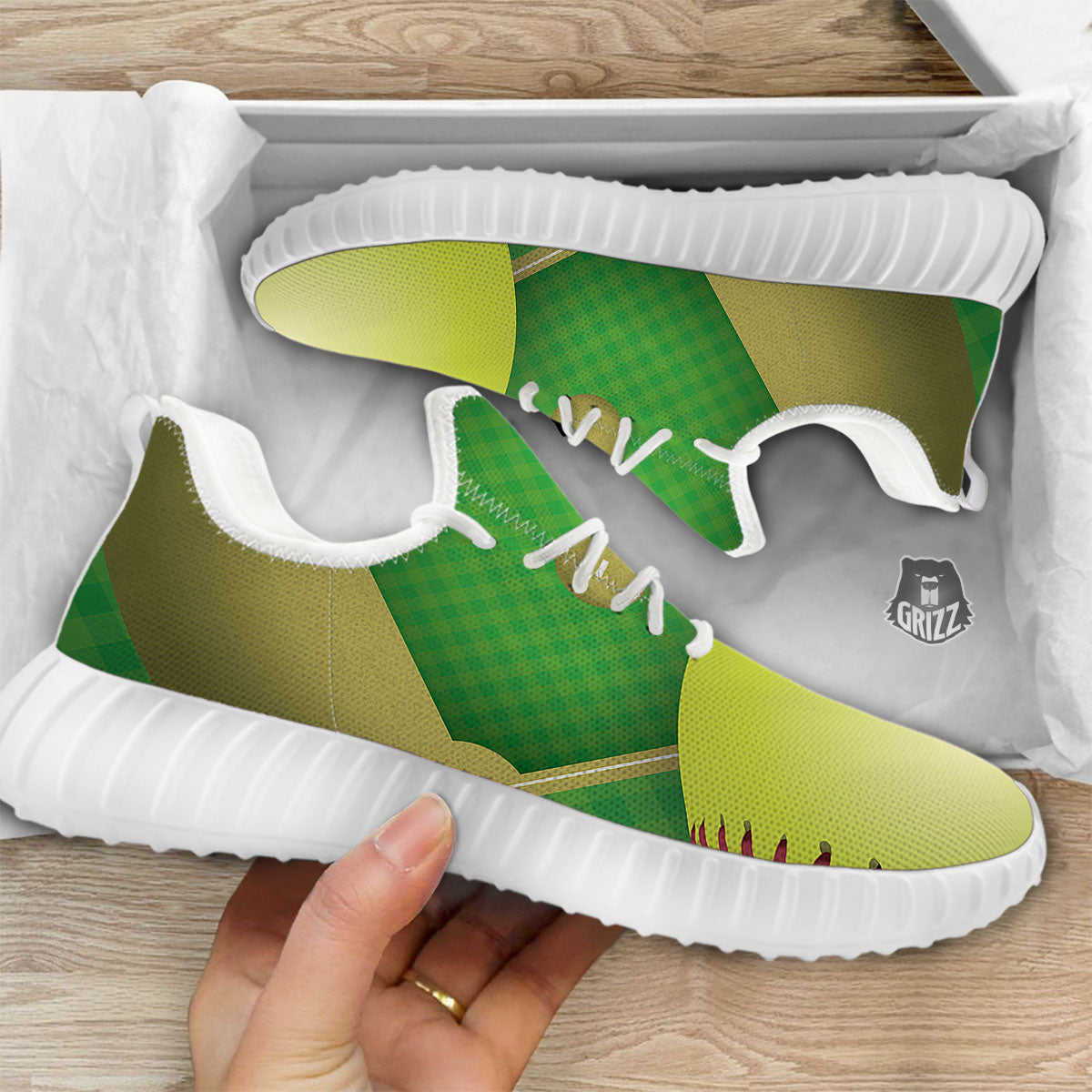Ball And Softball Field Print White Walking Shoes-grizzshop