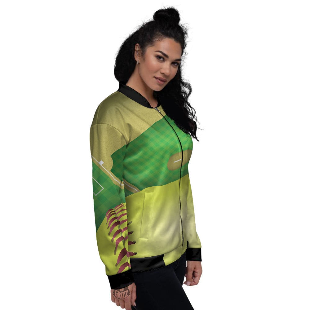Ball And Softball Field Print Women's Bomber Jacket-grizzshop