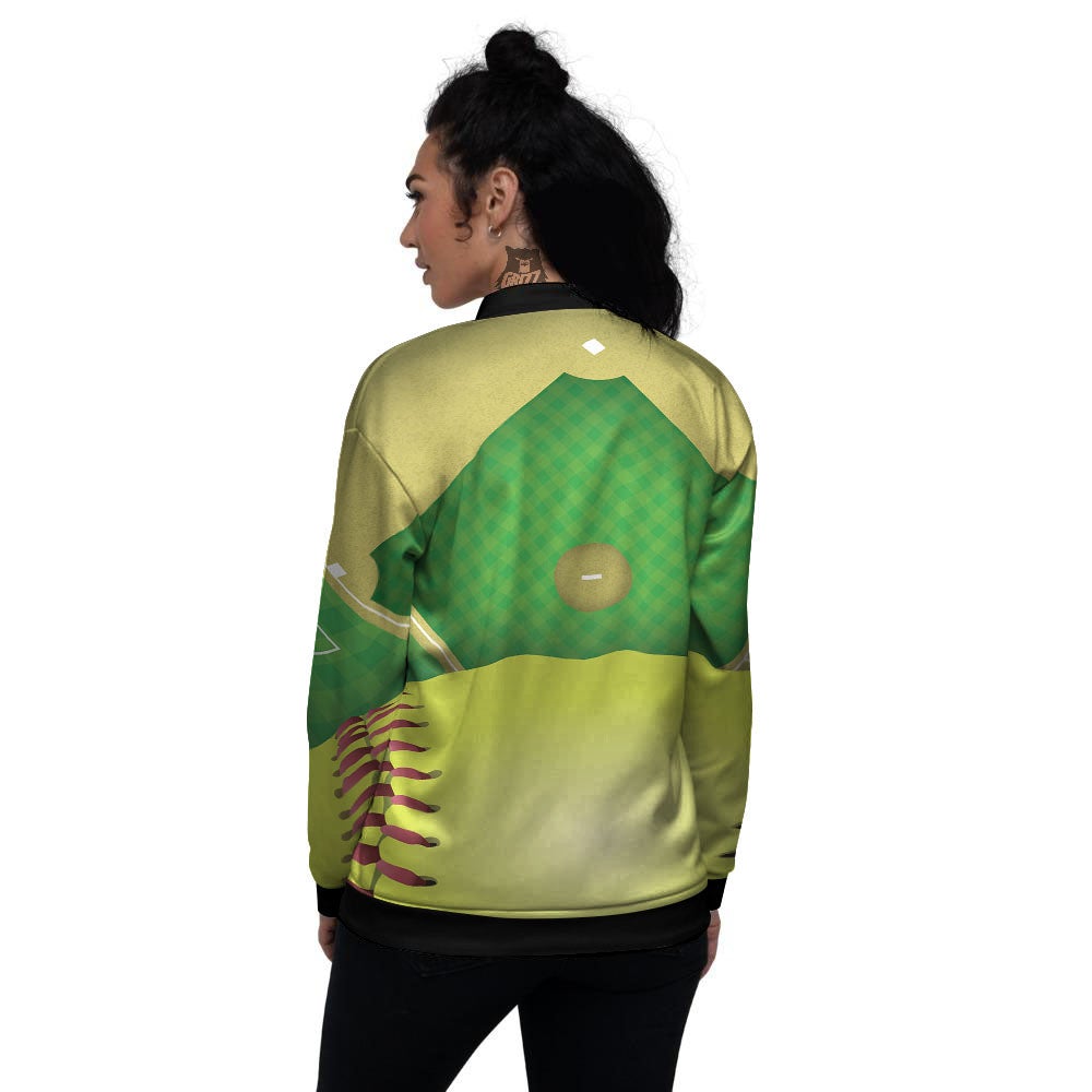 Ball And Softball Field Print Women's Bomber Jacket-grizzshop