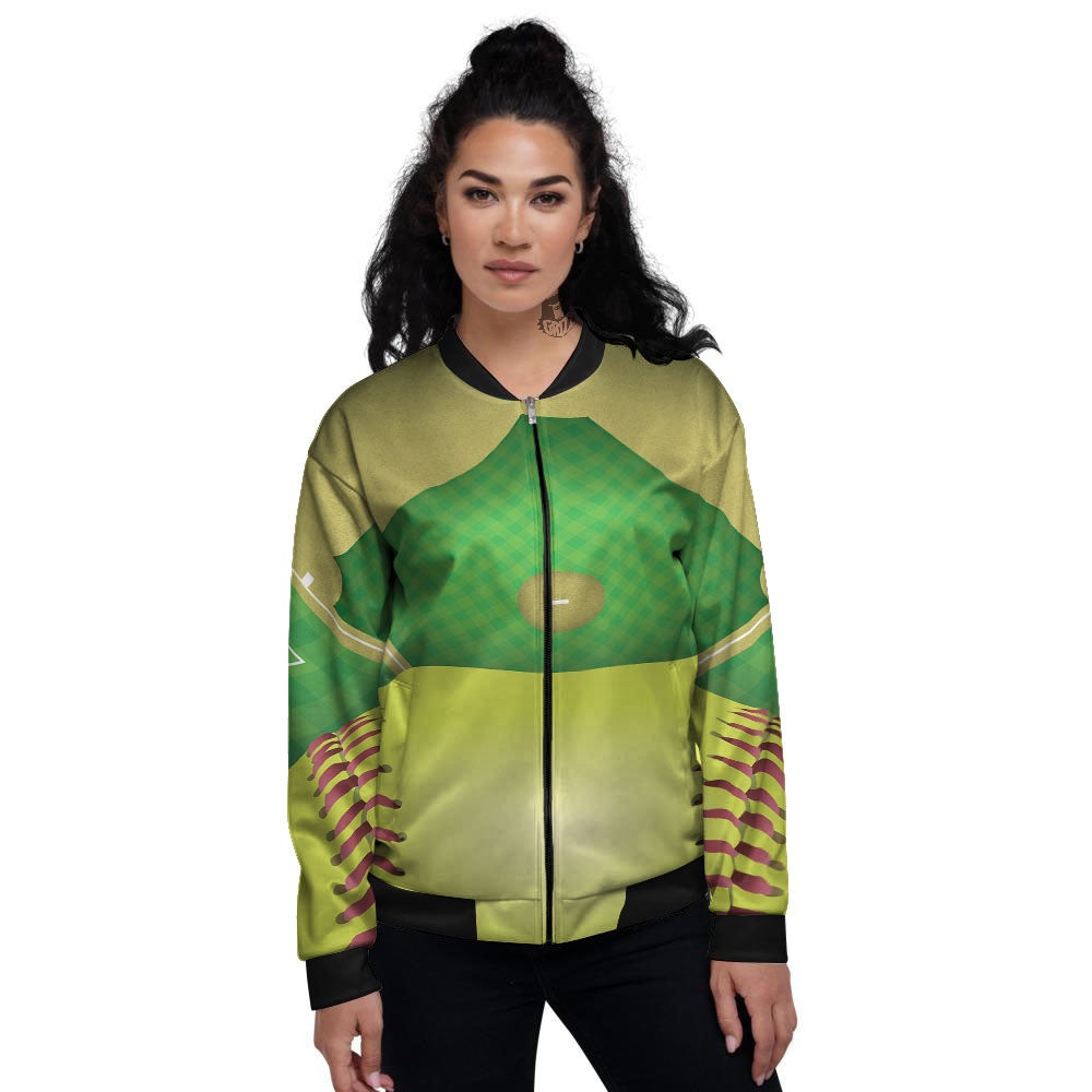 Ball And Softball Field Print Women's Bomber Jacket-grizzshop