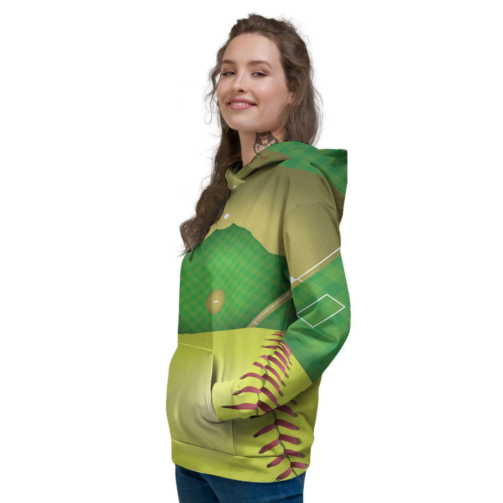 Ball And Softball Field Print Women's Hoodie-grizzshop