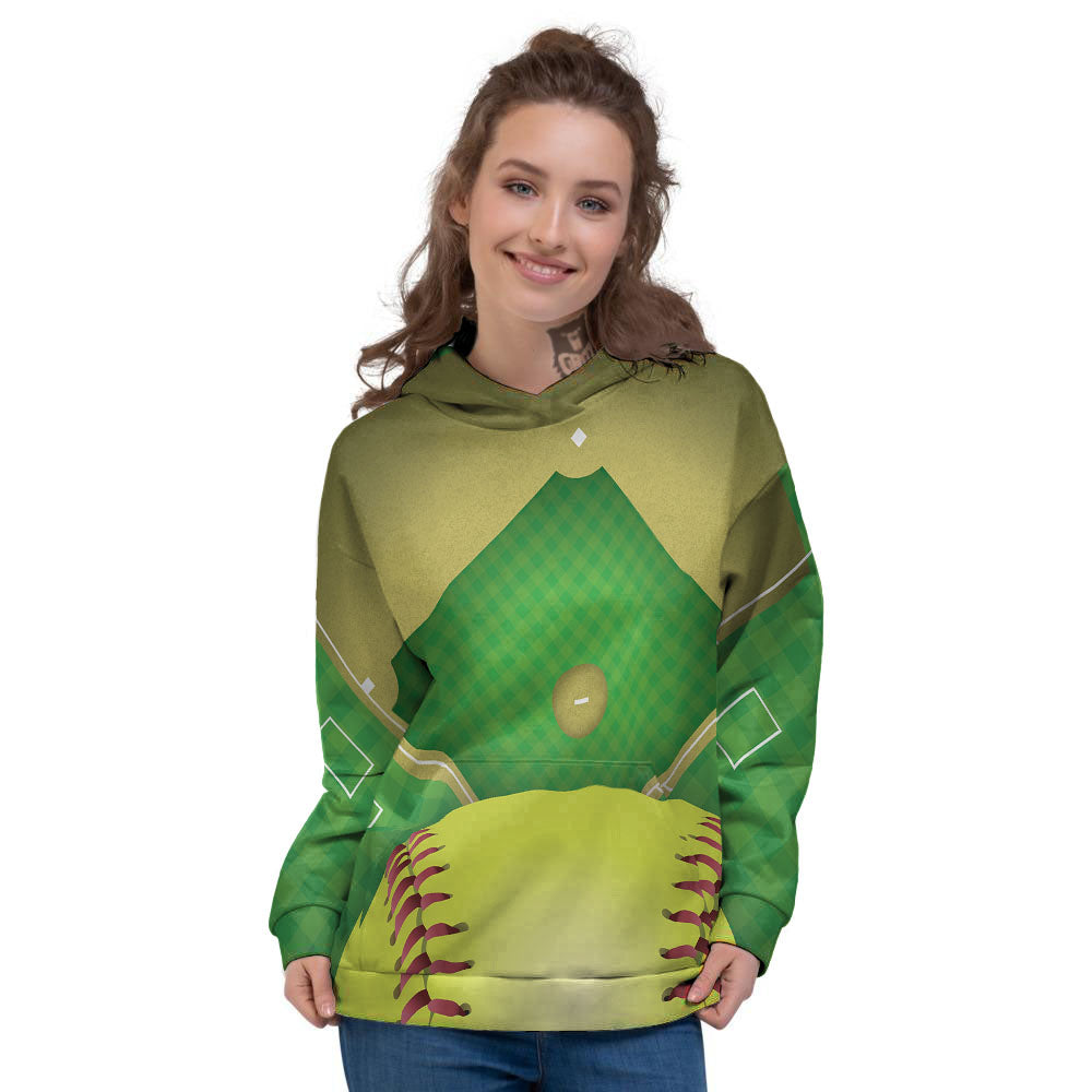 Ball And Softball Field Print Women's Hoodie-grizzshop