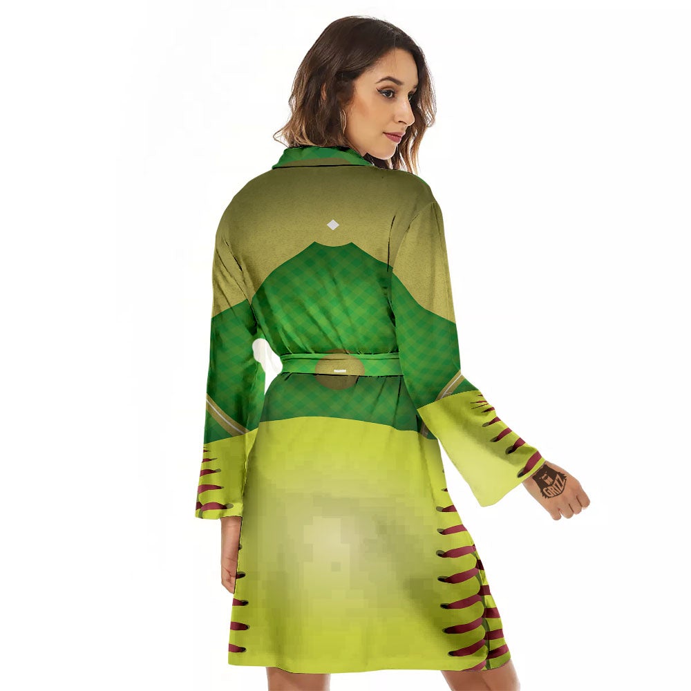 Ball And Softball Field Print Women's Robe-grizzshop