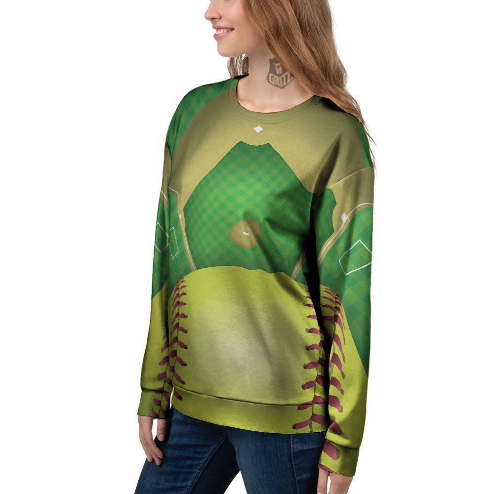 Ball And Softball Field Print Women's Sweatshirt-grizzshop