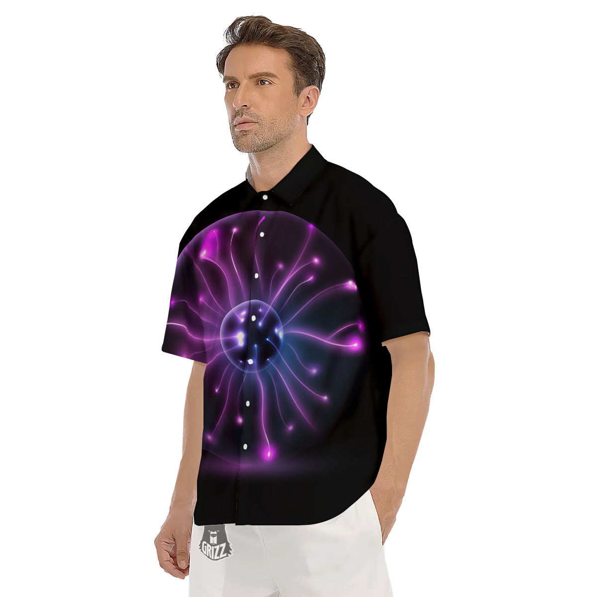 Ball Plasma Print Men's Short Sleeve Shirts-grizzshop