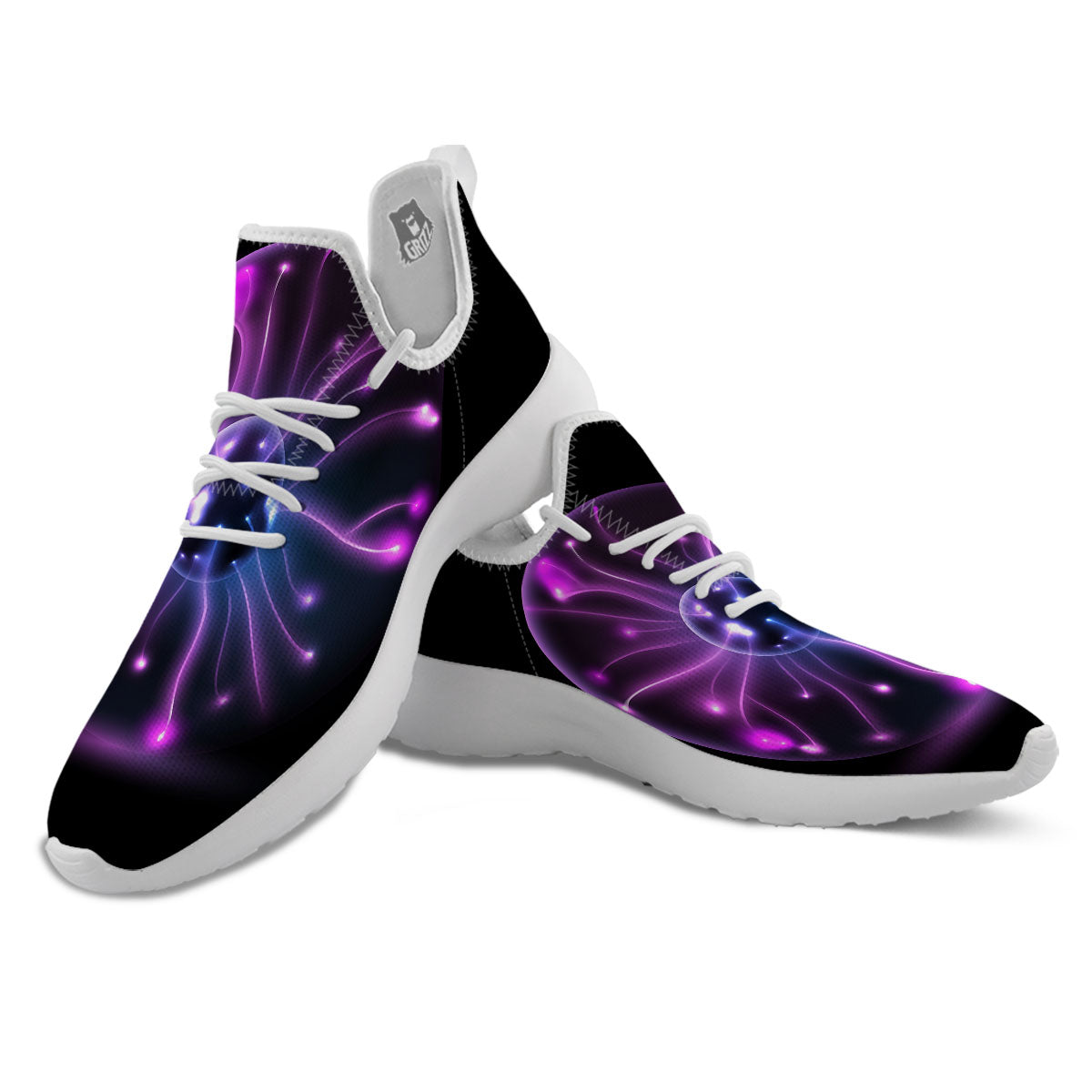 Ball Plasma Print White Athletic Shoes-grizzshop