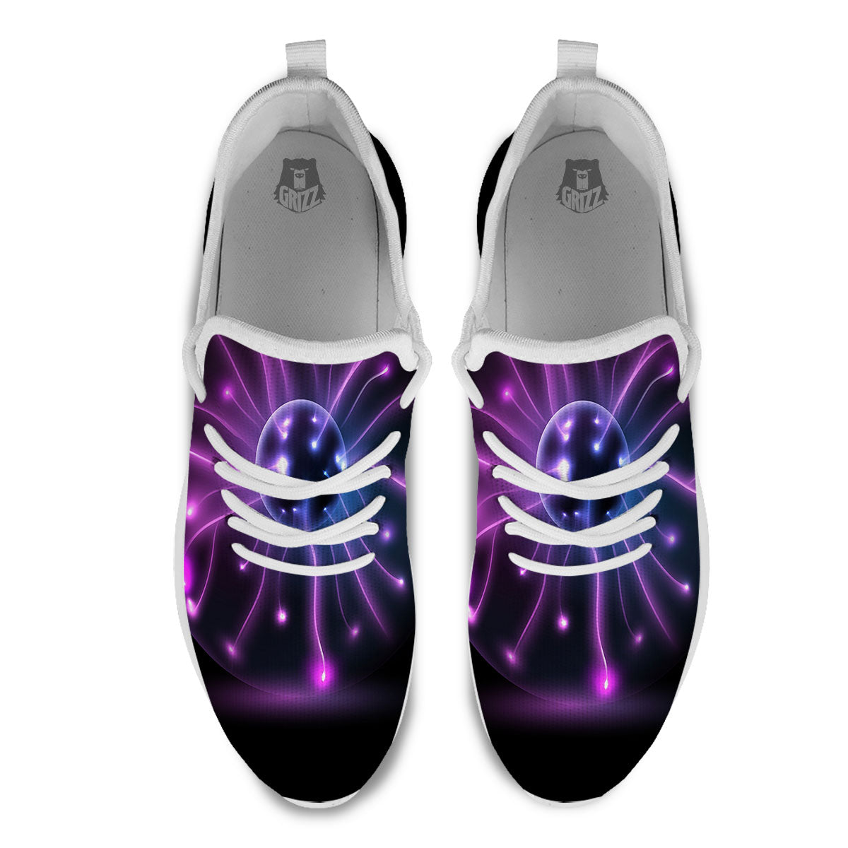 Ball Plasma Print White Athletic Shoes-grizzshop