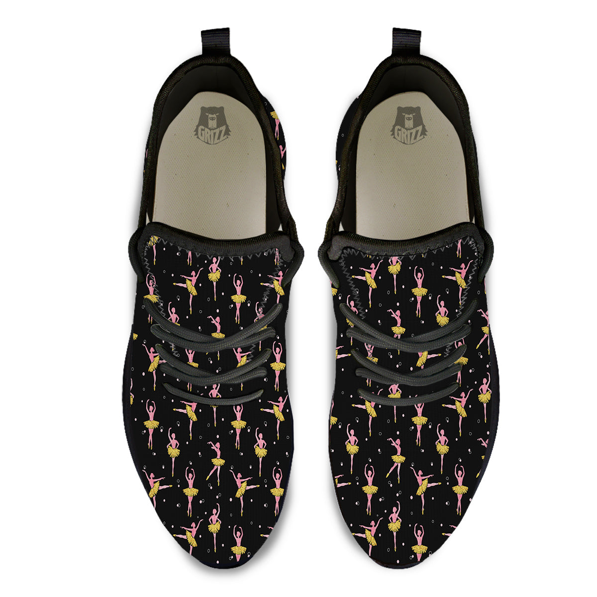 Ballet Dancing Print Pattern Black Athletic Shoes-grizzshop