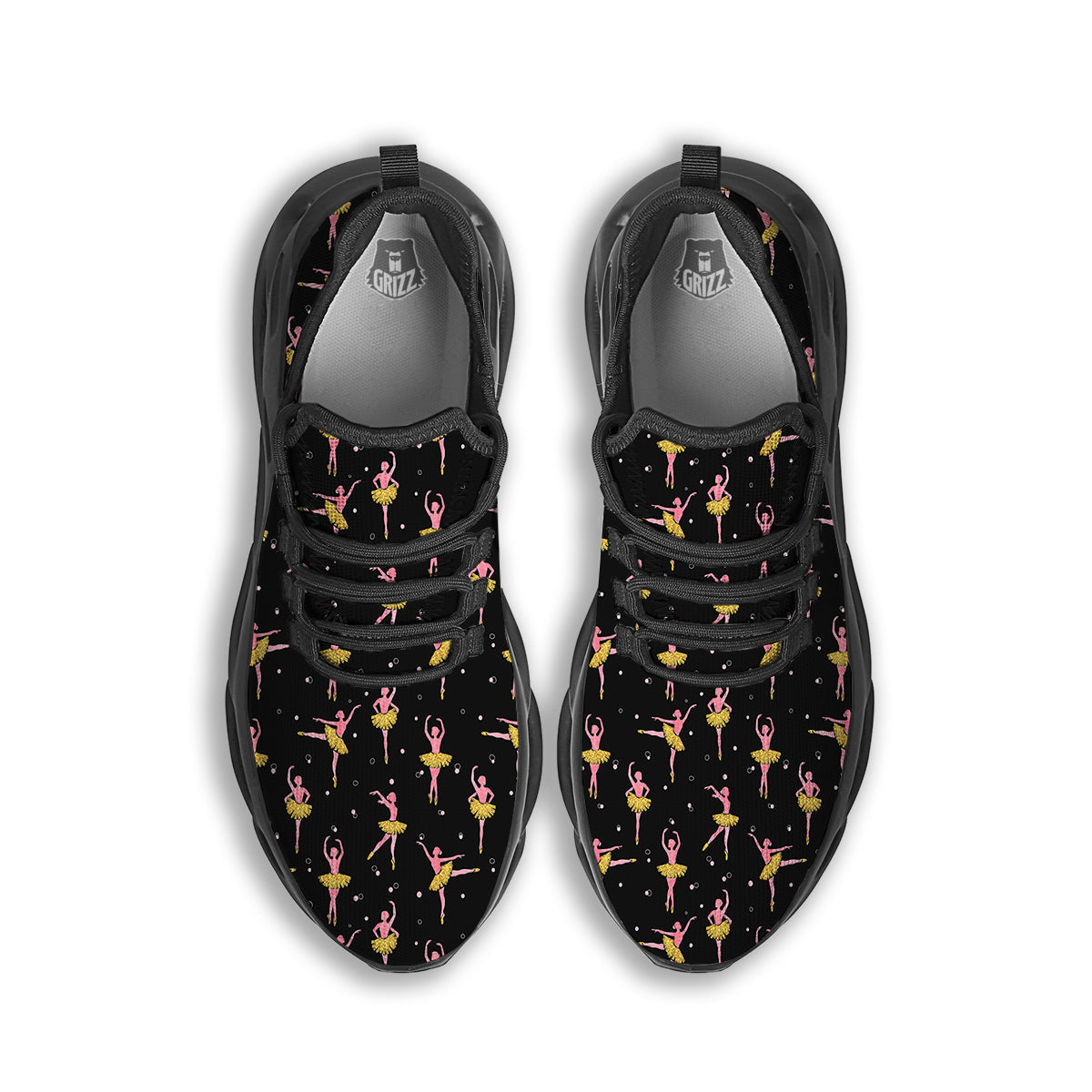 Ballet Dancing Print Pattern Black Running Shoes-grizzshop
