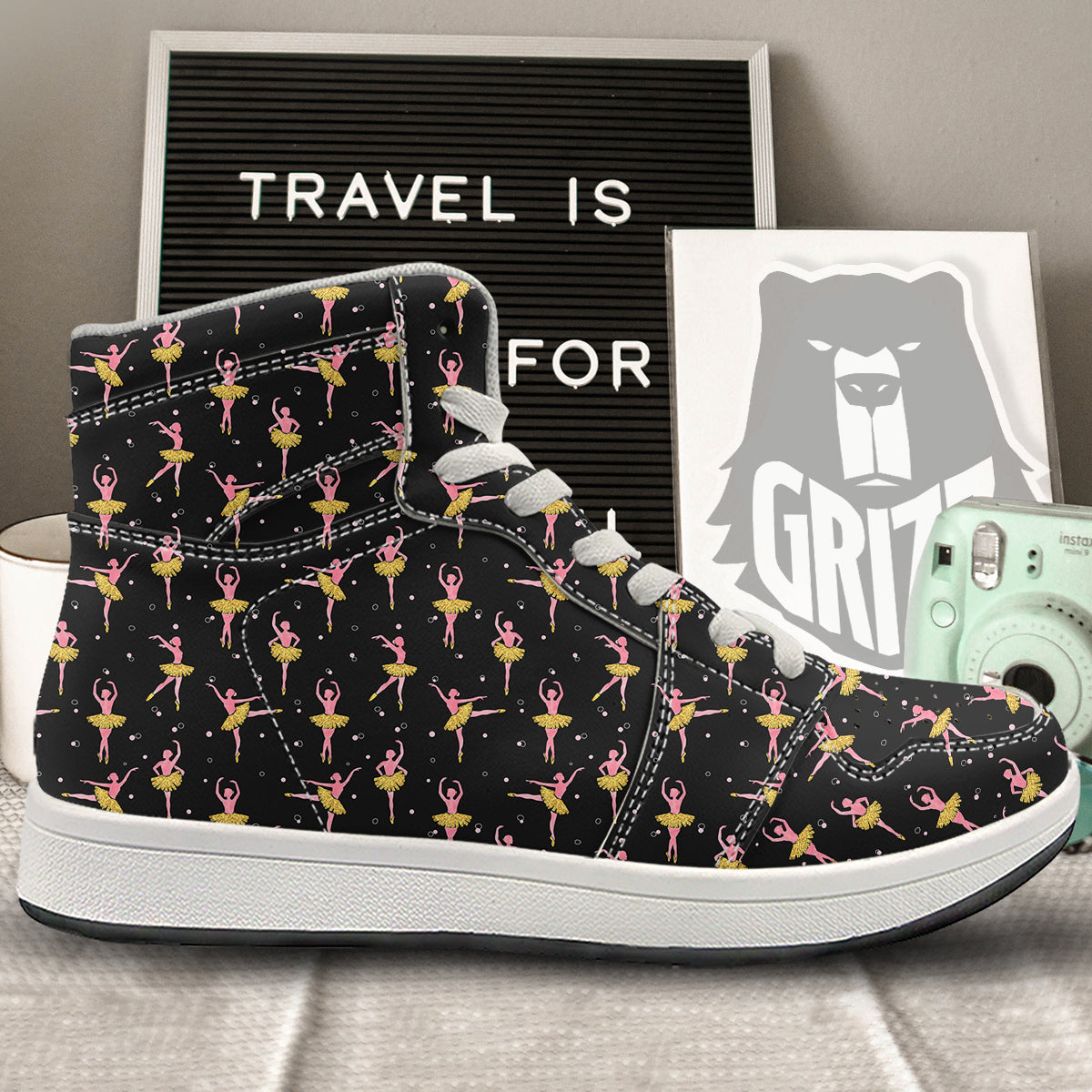 Ballet Dancing Print Pattern High Top Sneakers-grizzshop