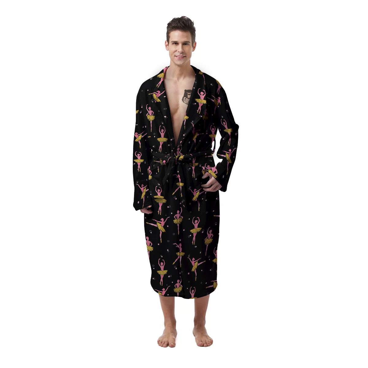 Ballet Dancing Print Pattern Men's Robe-grizzshop