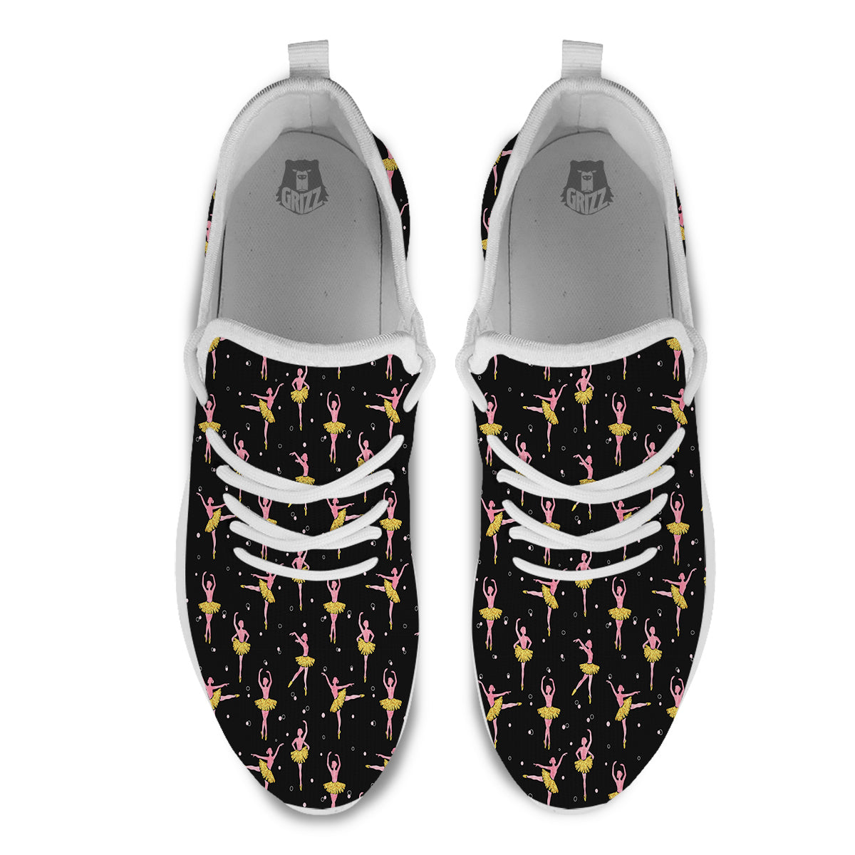 Ballet Dancing Print Pattern White Athletic Shoes-grizzshop