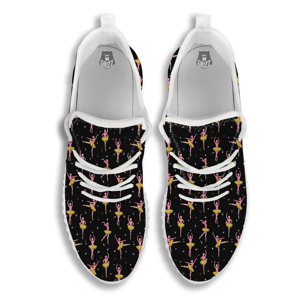 Ballet Dancing Print Pattern White Walking Shoes-grizzshop