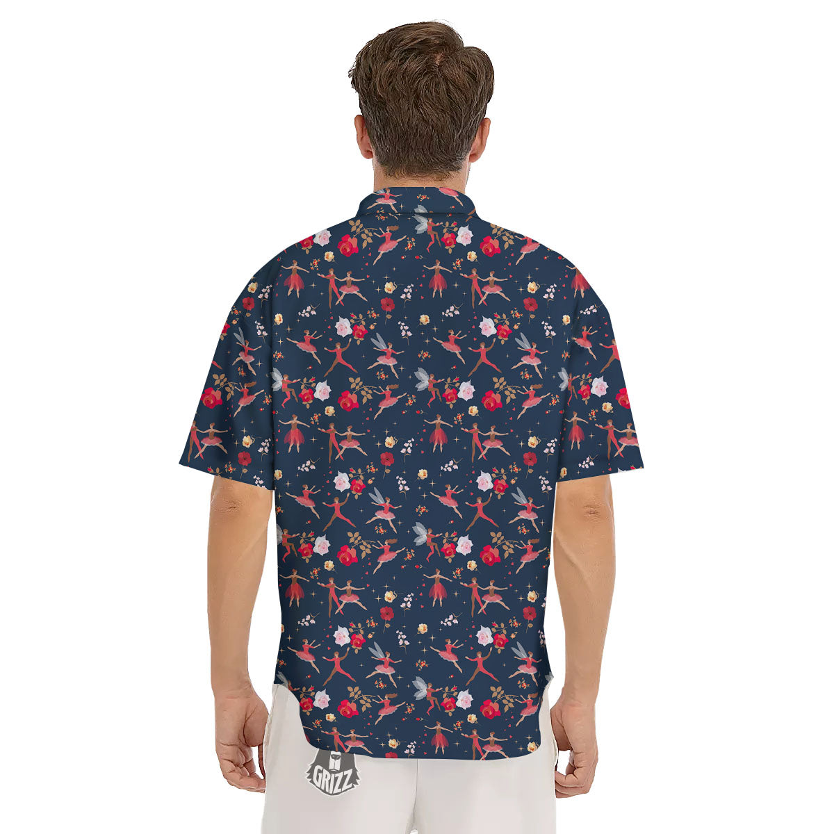 Ballet Floral Print Pattern Men's Short Sleeve Shirts-grizzshop