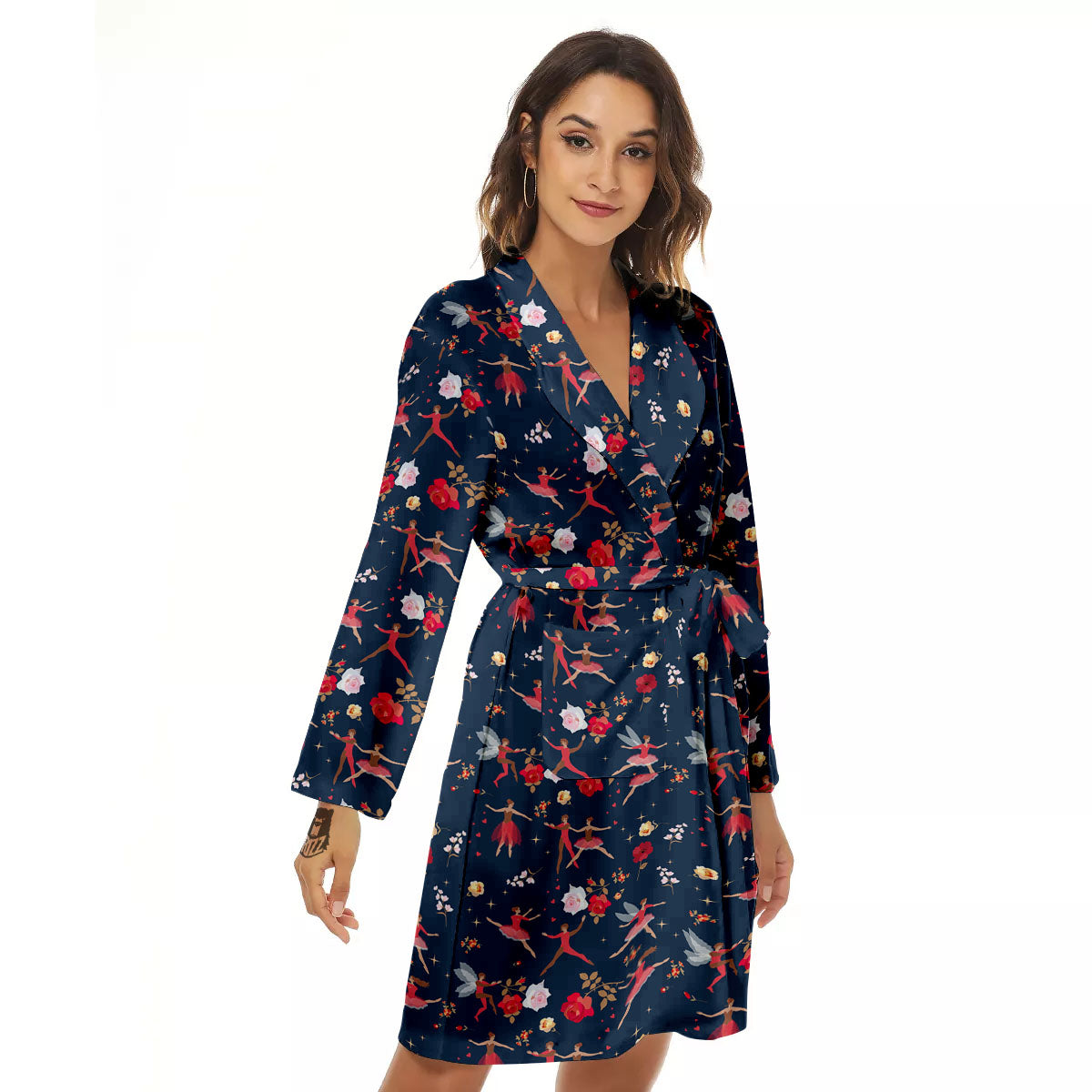 Ballet Floral Print Pattern Women's Robe-grizzshop