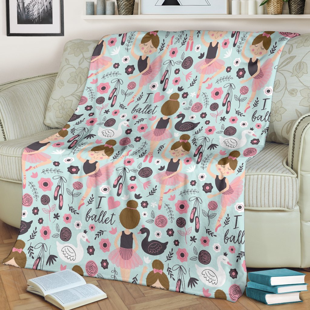 Ballet Girl Pattern Print Blanket-grizzshop