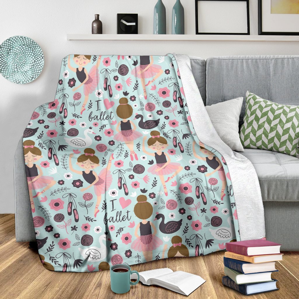 Ballet Girl Pattern Print Blanket-grizzshop