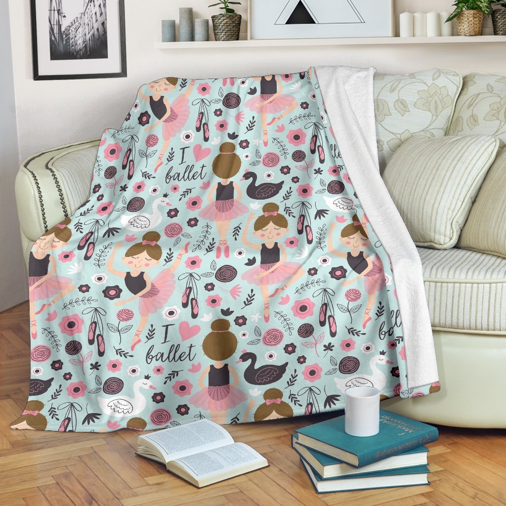 Ballet Girl Pattern Print Blanket-grizzshop