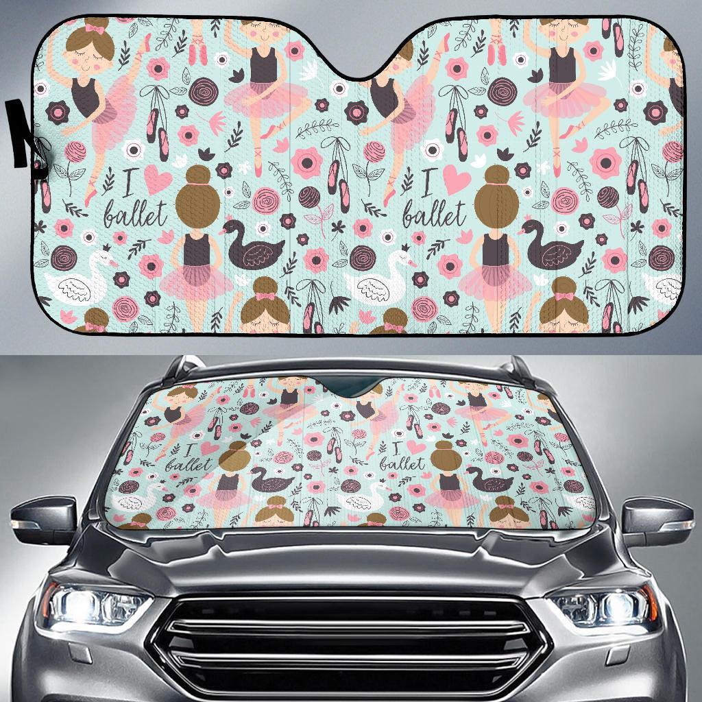 Ballet Girl Pattern Print Car Sun Shade-grizzshop