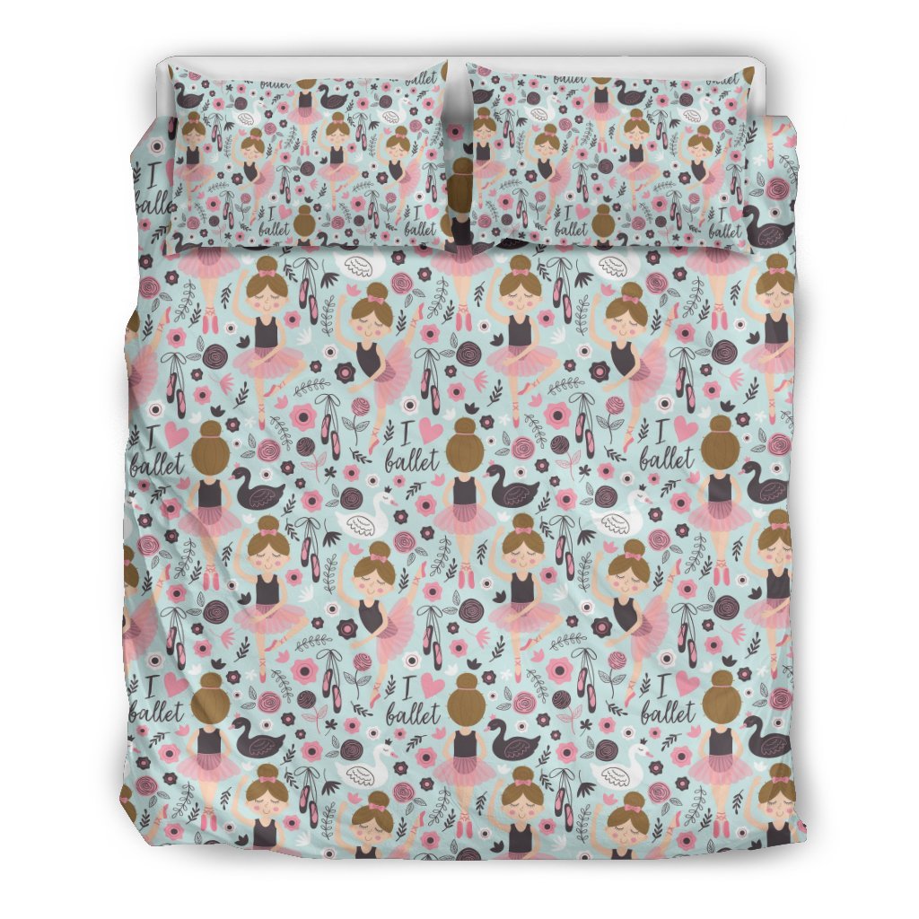 Ballet Girl Pattern Print Duvet Cover Bedding Set-grizzshop