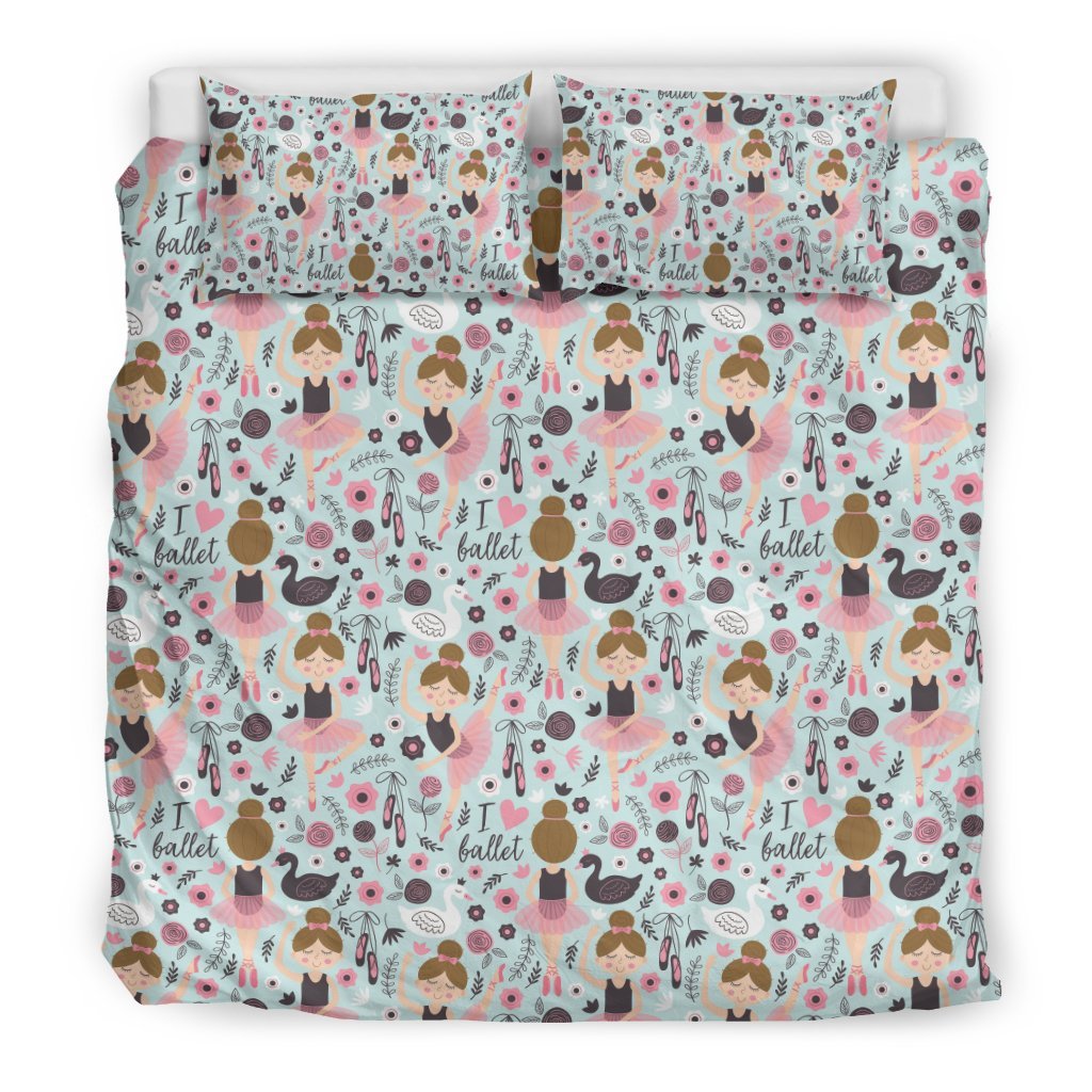 Ballet Girl Pattern Print Duvet Cover Bedding Set-grizzshop