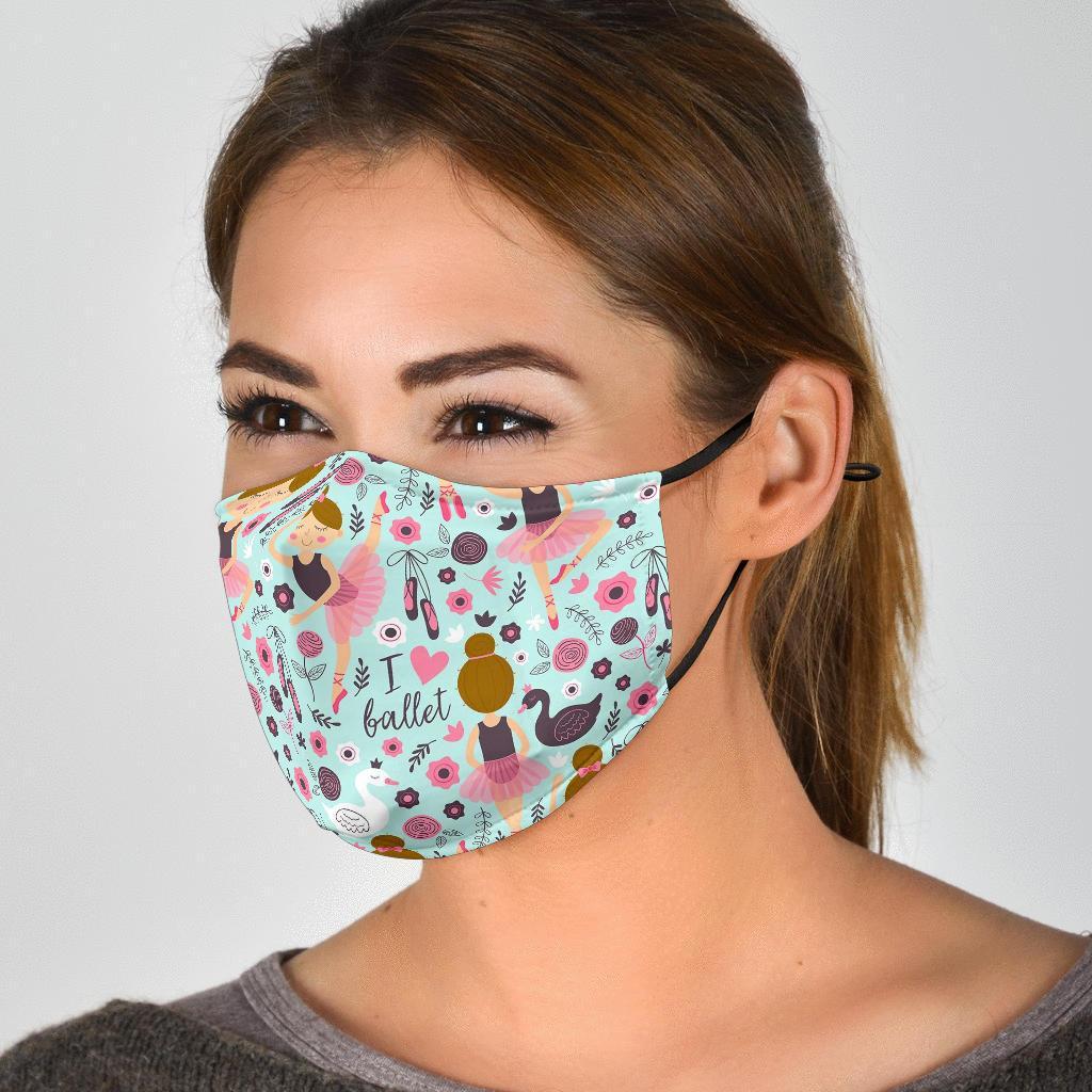 Ballet Girl Pattern Print Face Mask-grizzshop