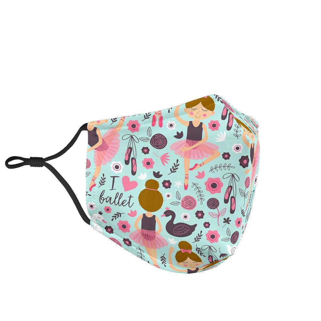 Ballet Girl Pattern Print Face Mask-grizzshop