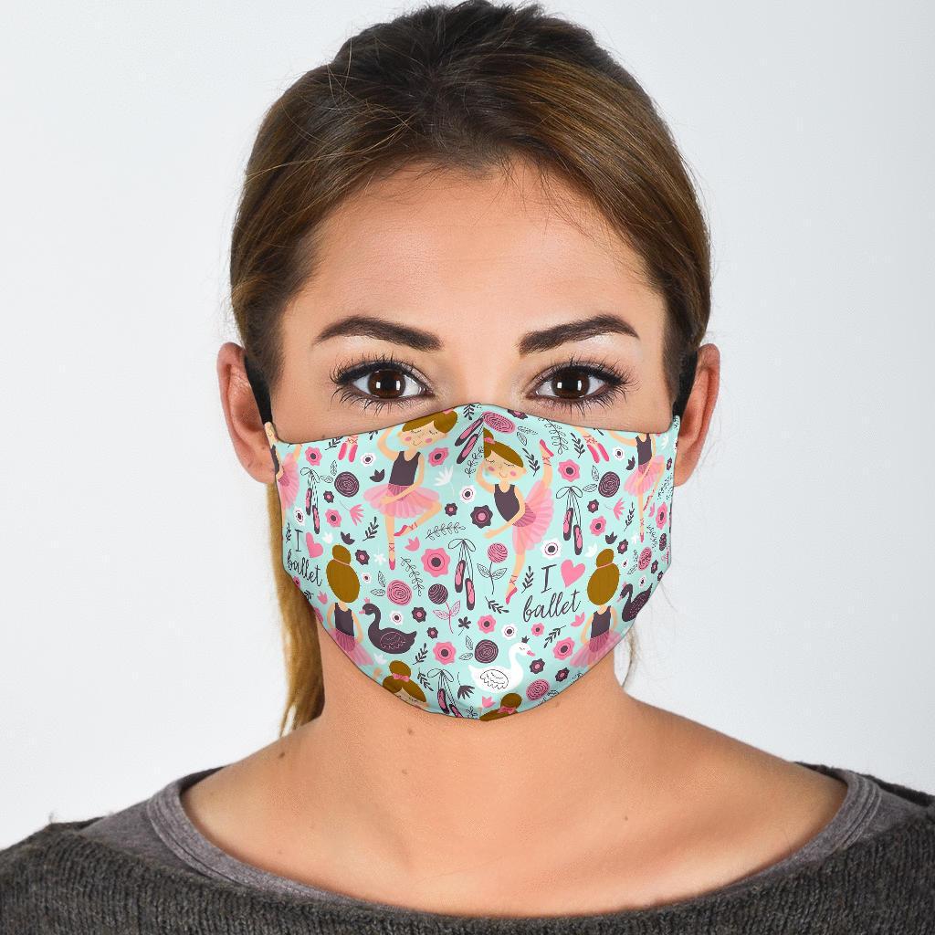 Ballet Girl Pattern Print Face Mask-grizzshop