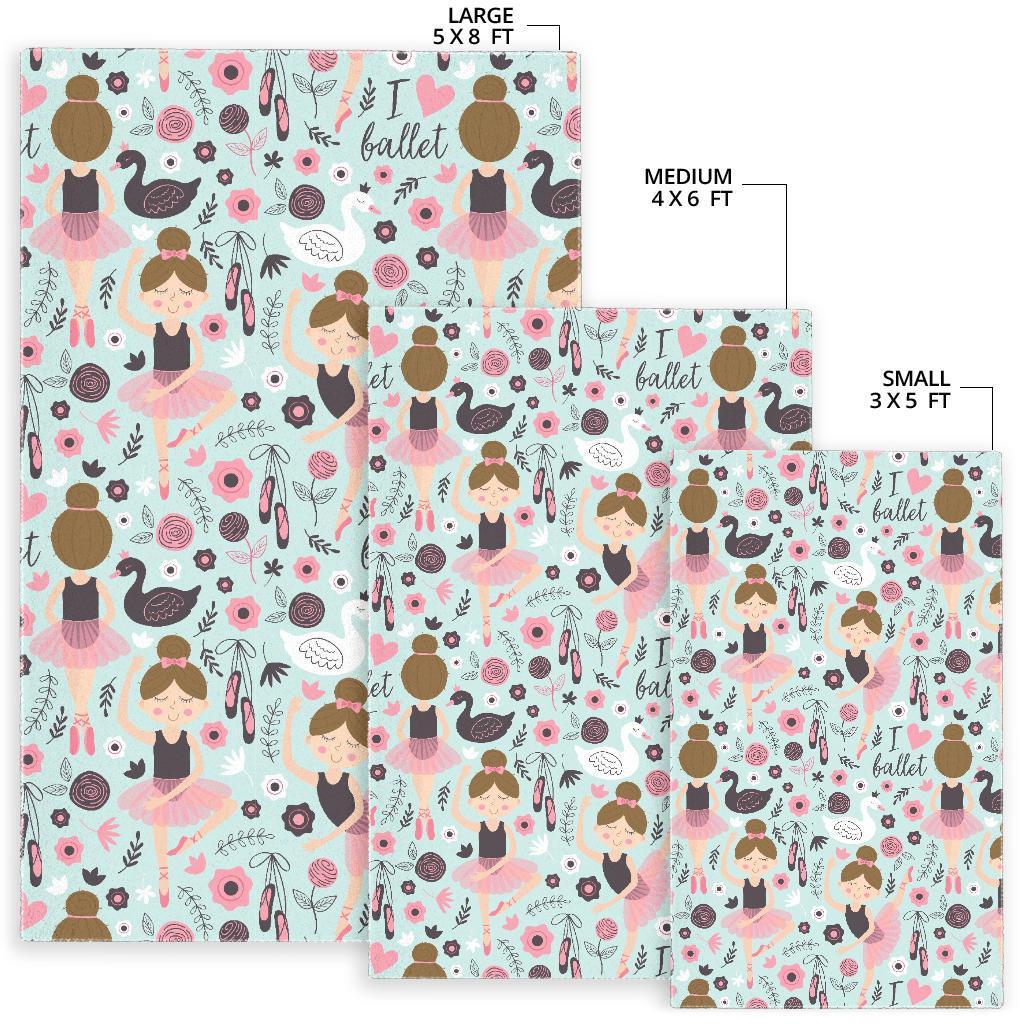 Ballet Girl Pattern Print Floor Mat-grizzshop
