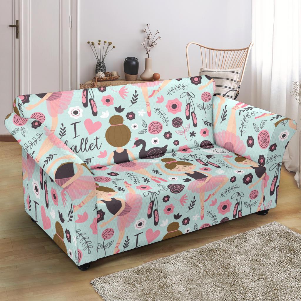 Ballet Girl Pattern Print Loveseat Cover-grizzshop