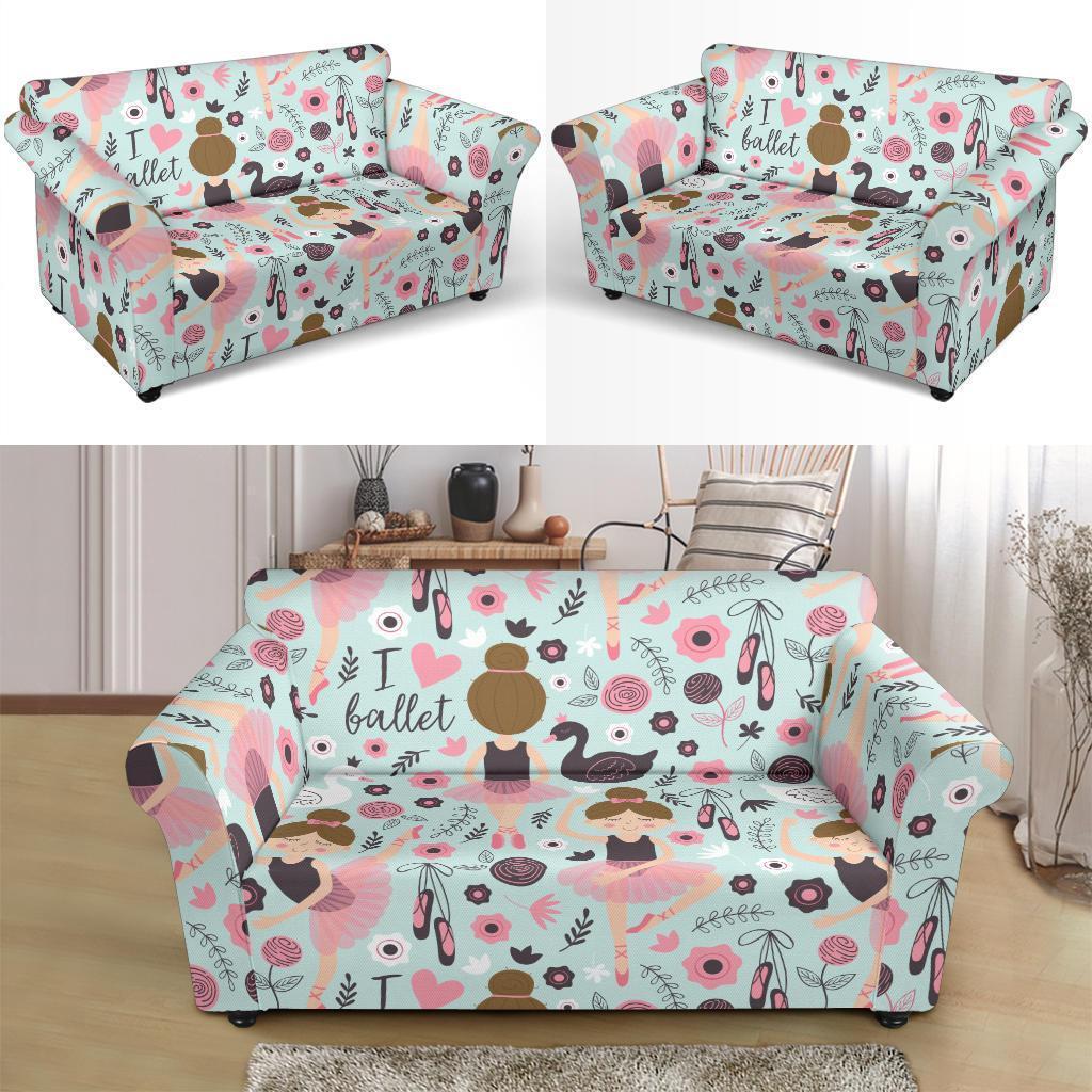 Ballet Girl Pattern Print Loveseat Cover-grizzshop