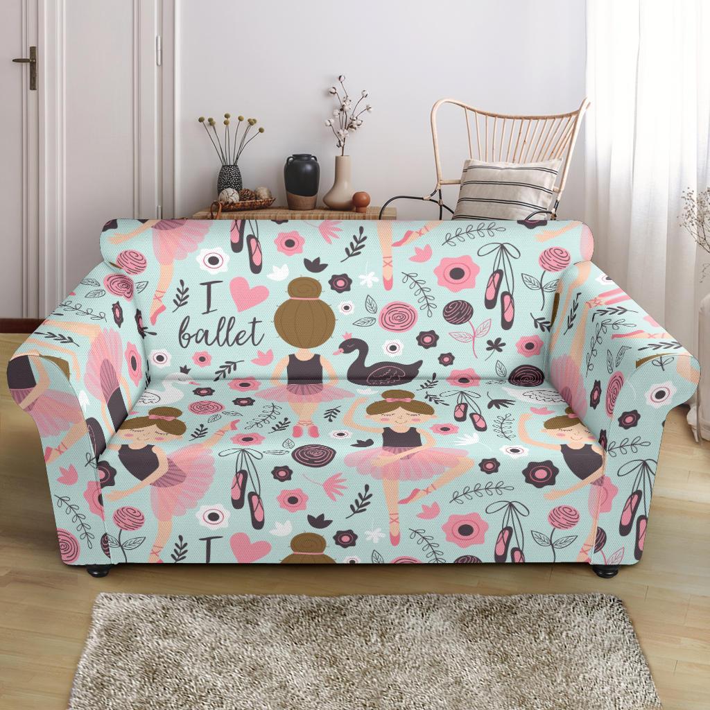 Ballet Girl Pattern Print Loveseat Cover-grizzshop