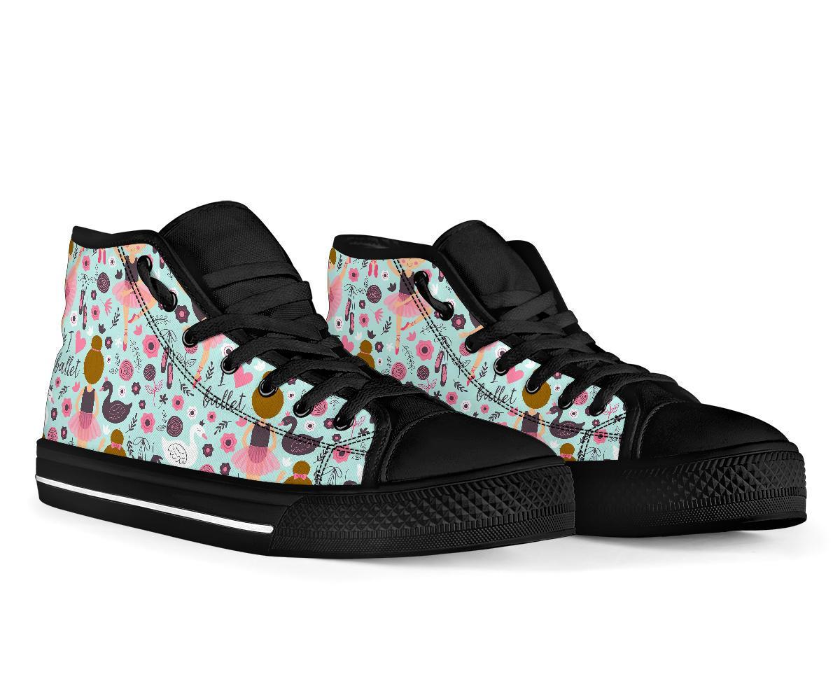 Ballet Girl Pattern Print Men Women's High Top Shoes-grizzshop