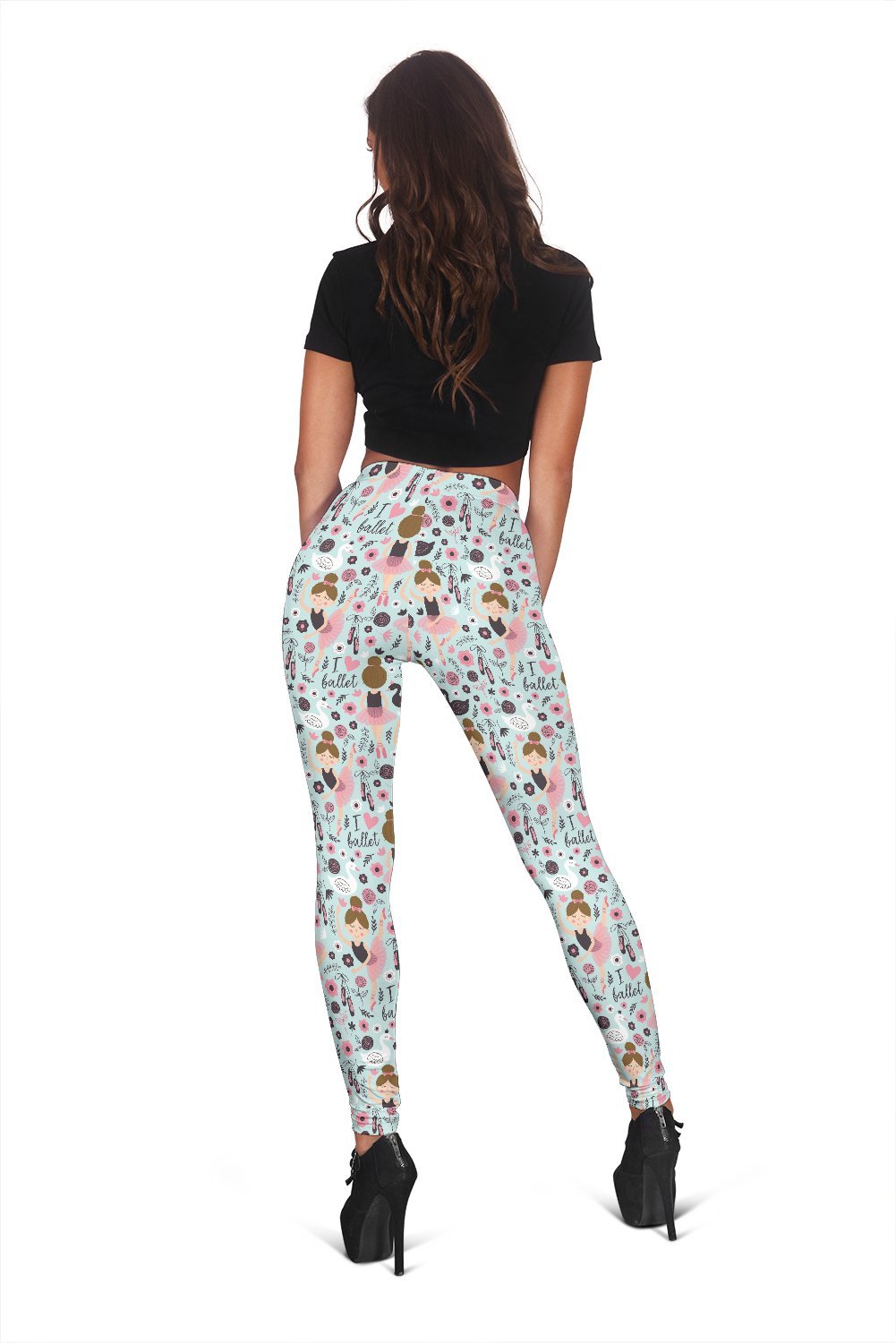 Ballet Girl Pattern Print Women Leggings-grizzshop