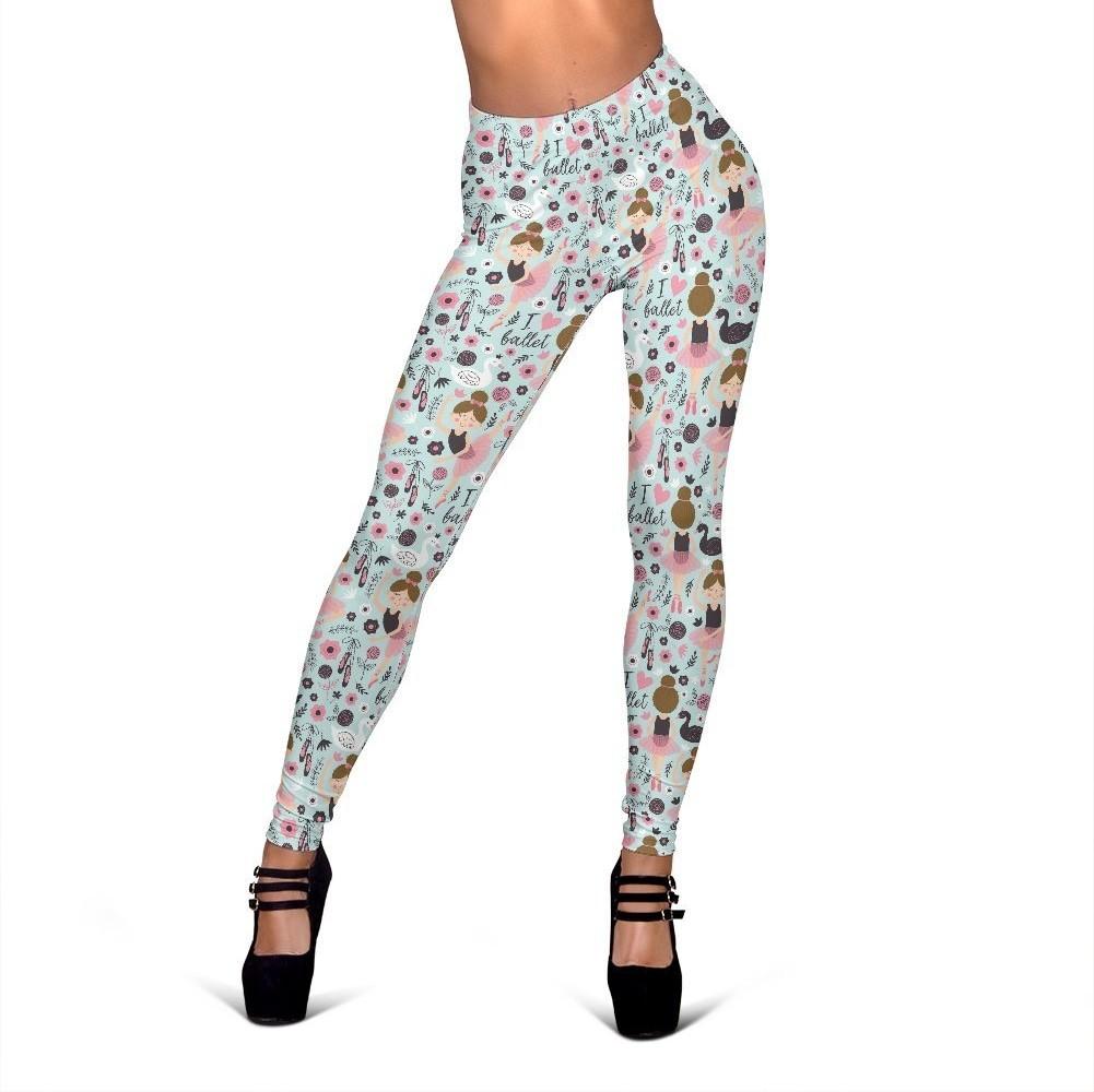 Ballet Girl Pattern Print Women Leggings-grizzshop