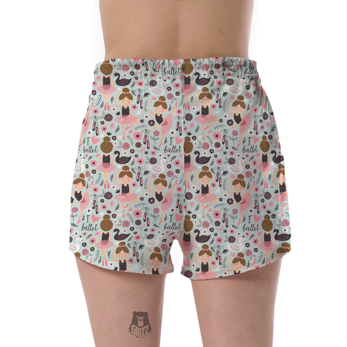 Ballet Girl Pattern Print Women's Shorts-grizzshop