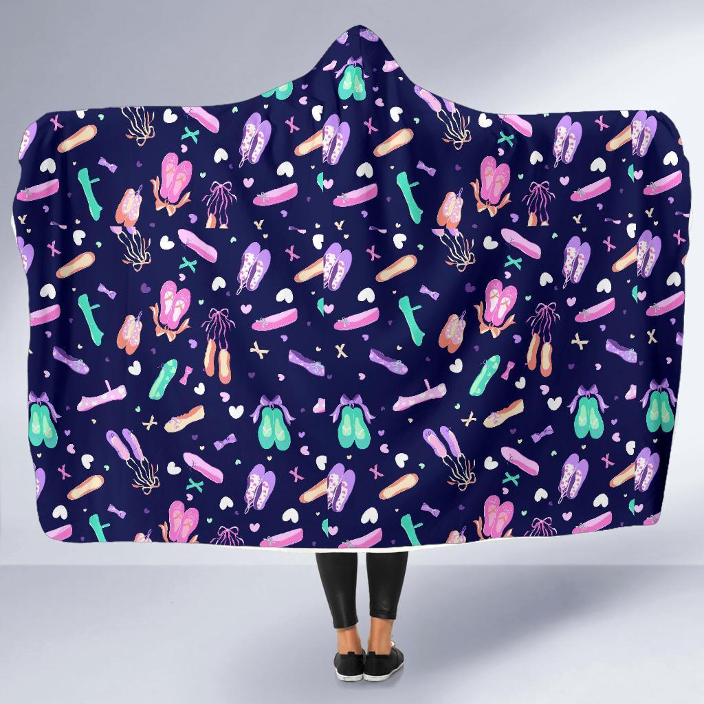 Ballet Pattern Print Hooded Blanket-grizzshop