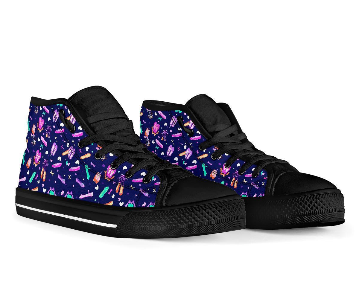 Ballet Pattern Print Men Women's High Top Shoes-grizzshop