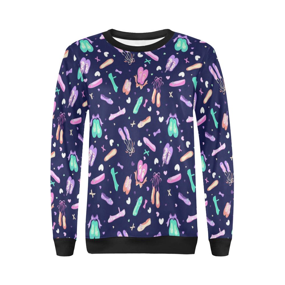 Ballet Pattern Print Women Crewneck Sweatshirt-grizzshop