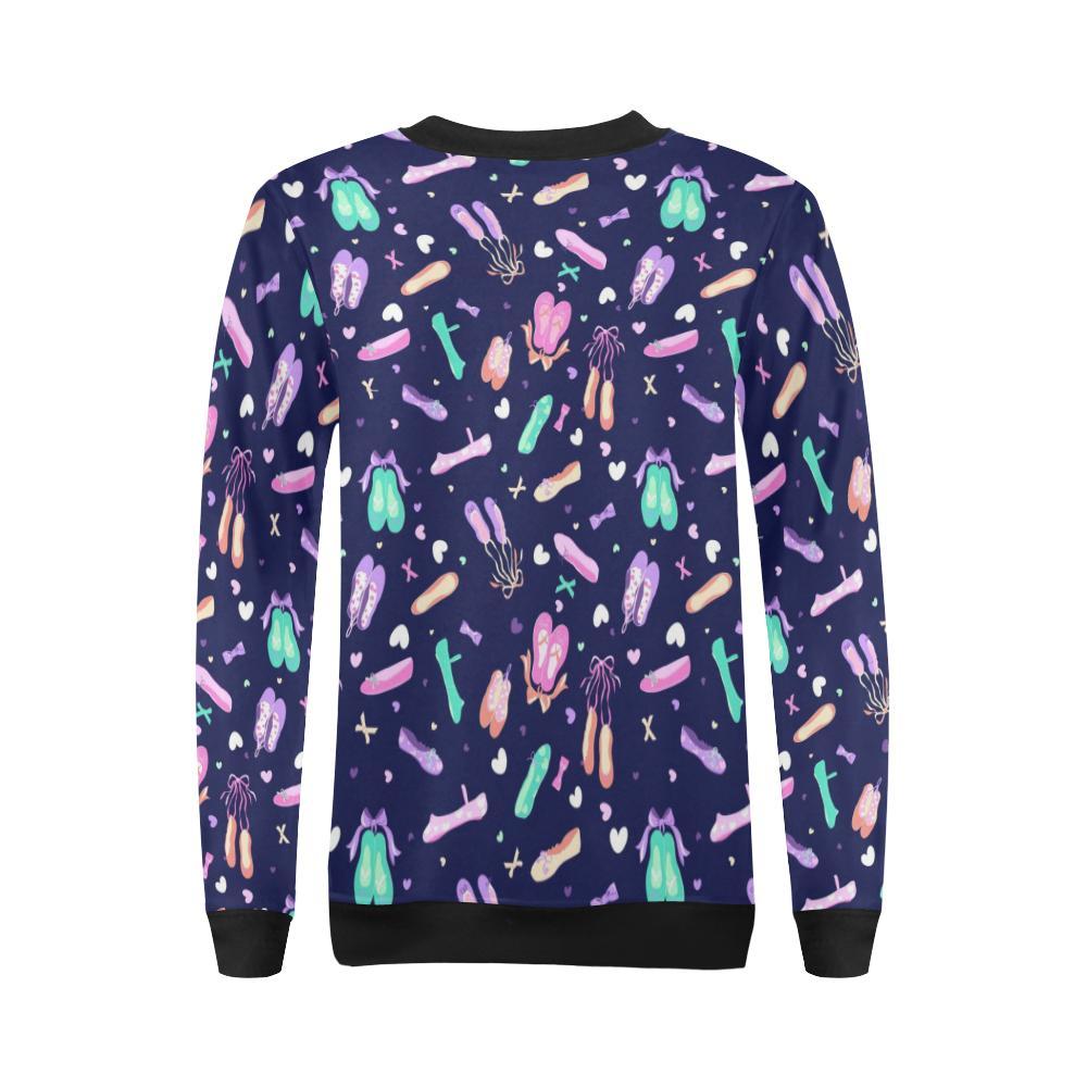 Ballet Pattern Print Women Crewneck Sweatshirt-grizzshop