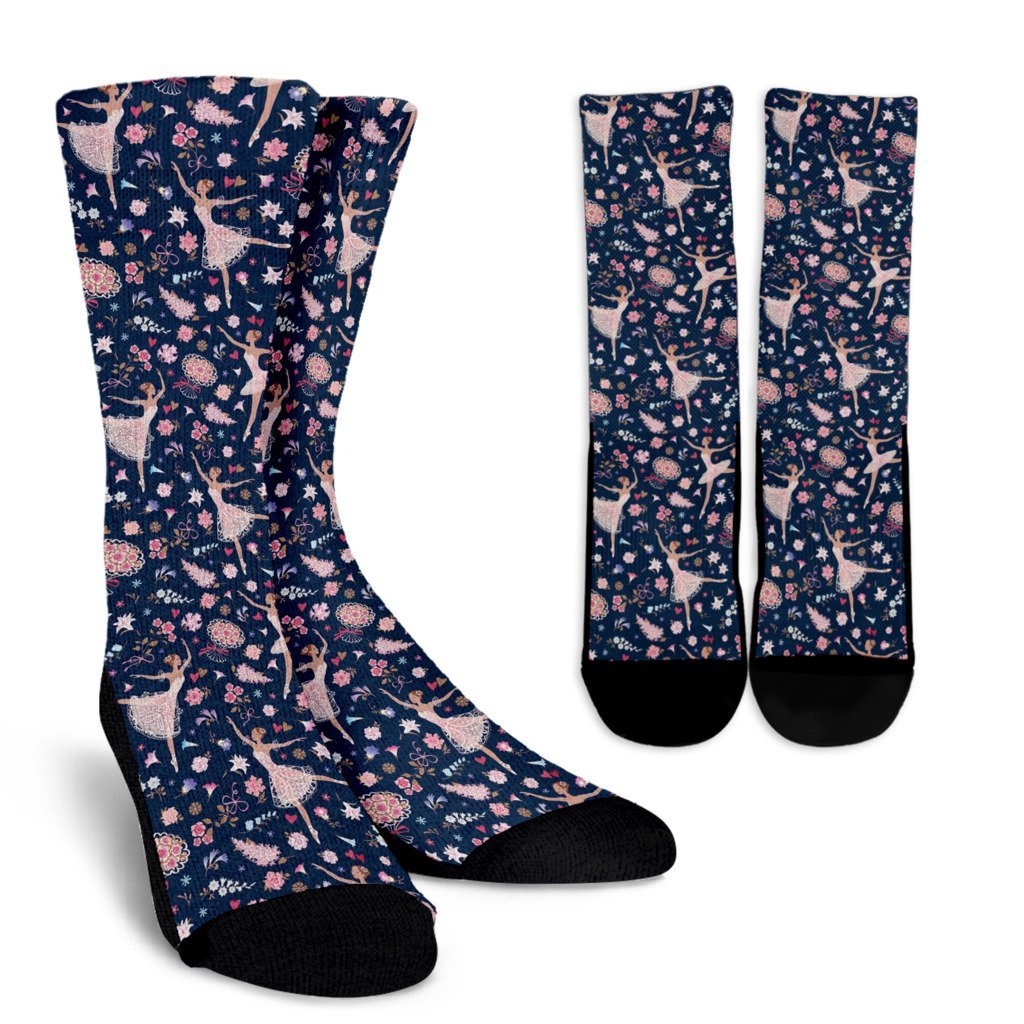 Ballet Print Pattern Unisex Crew Socks-grizzshop