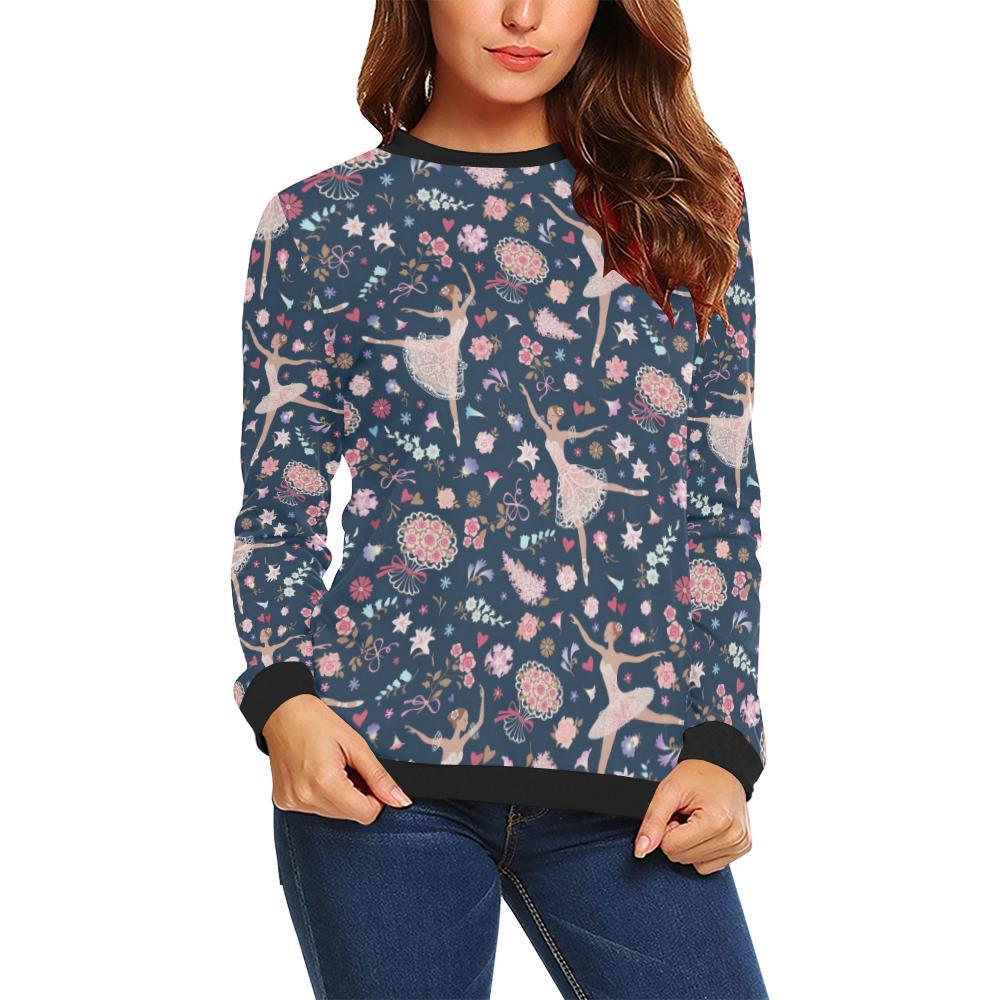 Ballet Print Pattern Women Crewneck Sweatshirt-grizzshop