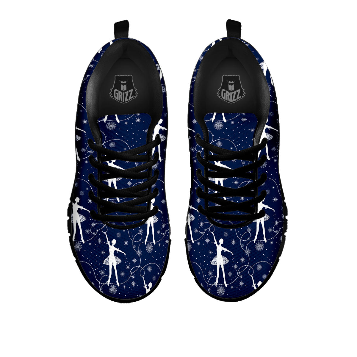 Ballet Snowflake Print Pattern Black Sneaker-grizzshop