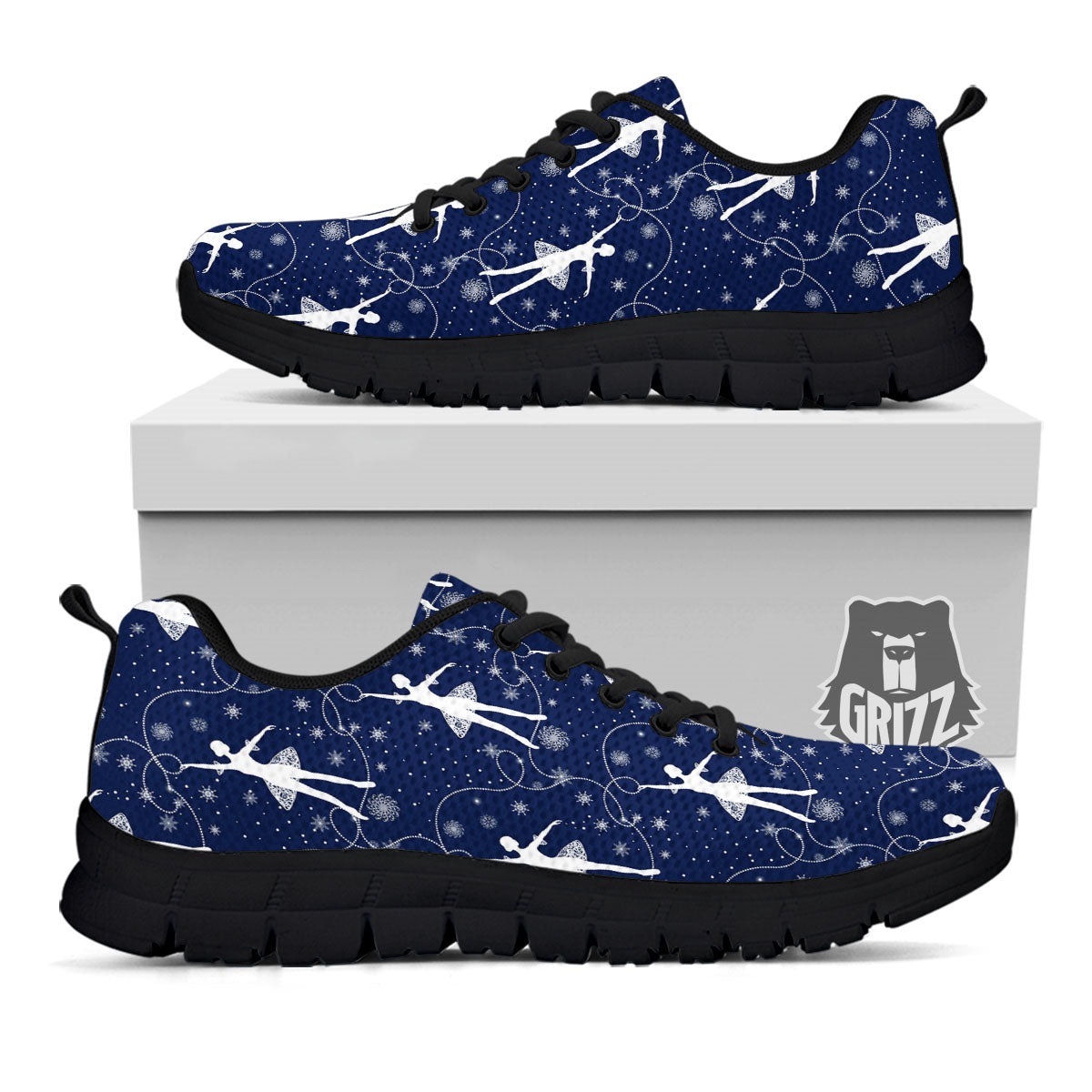 Ballet Snowflake Print Pattern Black Sneaker-grizzshop